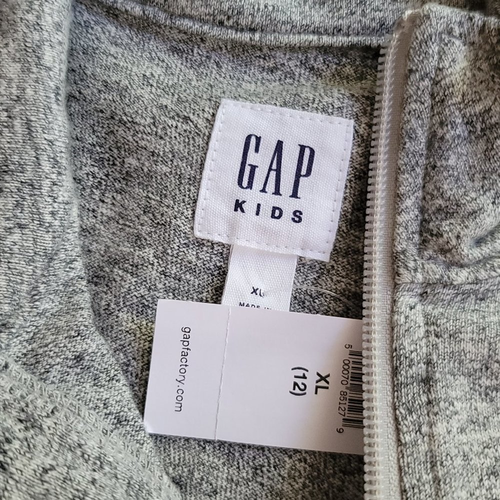 New GAP Kids Gray Zip Pullover Cotton Top Sweater Size XL - Picture 5 of 6